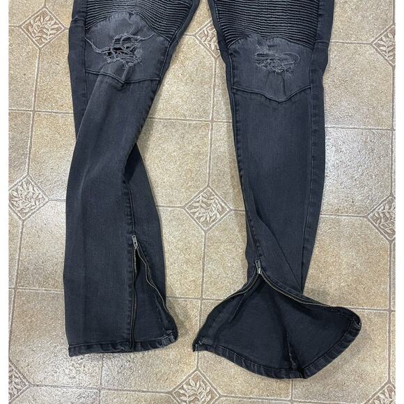 BDG Charcoal Distressed Skinny Stretch Jeans 31 Women's Zip Ankle Textured - Picture 5 of 13